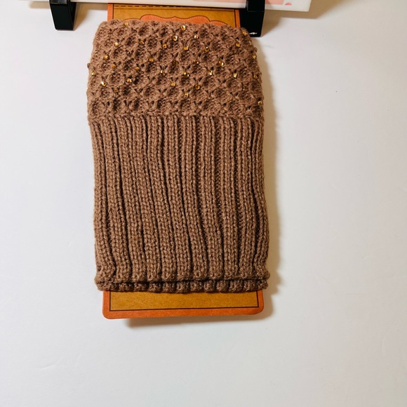 Boot Toppers Boot Cuff Ankle leg warmer - Knitted rhinestone trim - Picture 2 of 5